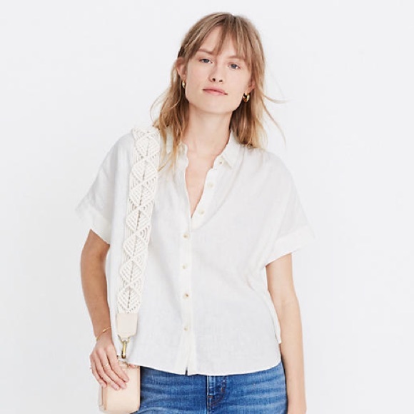Madewell Tops - Madewell Linen Blend Hilltop Shirt Eyelet White